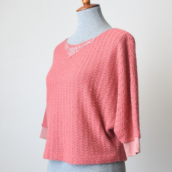 Vintage Pointelle Knit Cropped Sweater - Picture 2 of 5